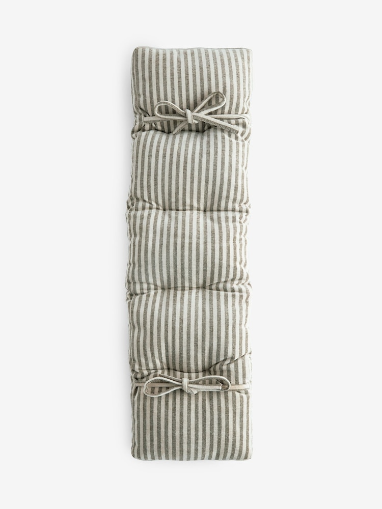 Chenille Stripe Moss Green Dining Bench Cushion - Image 2 of 2 Chenille Stripe Moss Green Dining Bench Cushion - Image 2 of 2