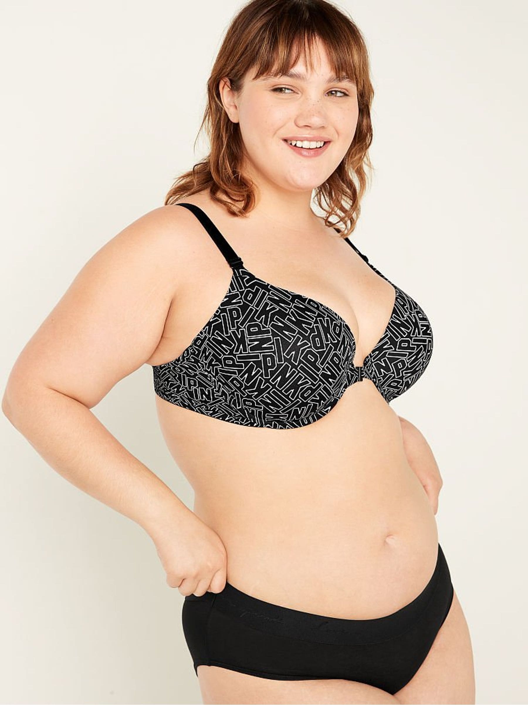 Victoria's Secret PINK Black Hipster Cotton Logo Knickers