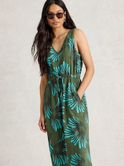 White Stuff Green Heidi Jersey 100% Cotton Dress - Image 3 of 6
