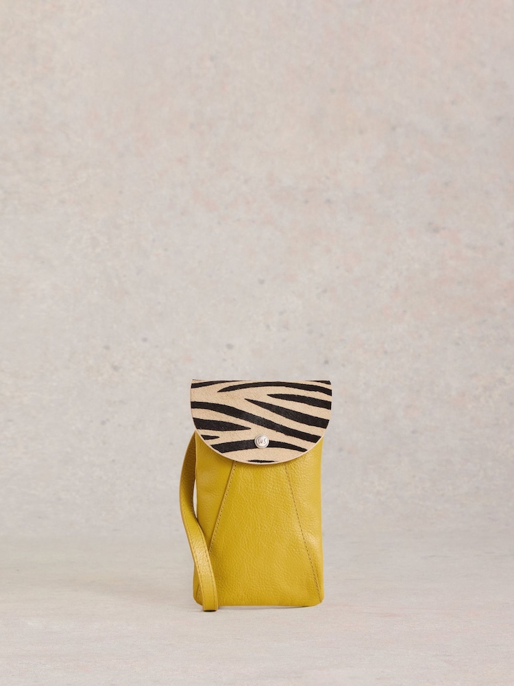White Stuff Yellow Coco Leather Phone Bag - Image 2 of 4
