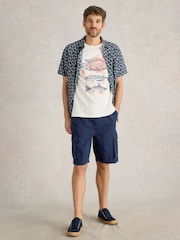 White Stuff Abersoch Fishes Graphic 100% Cotton T-Shirt - Slika 1 iz 6