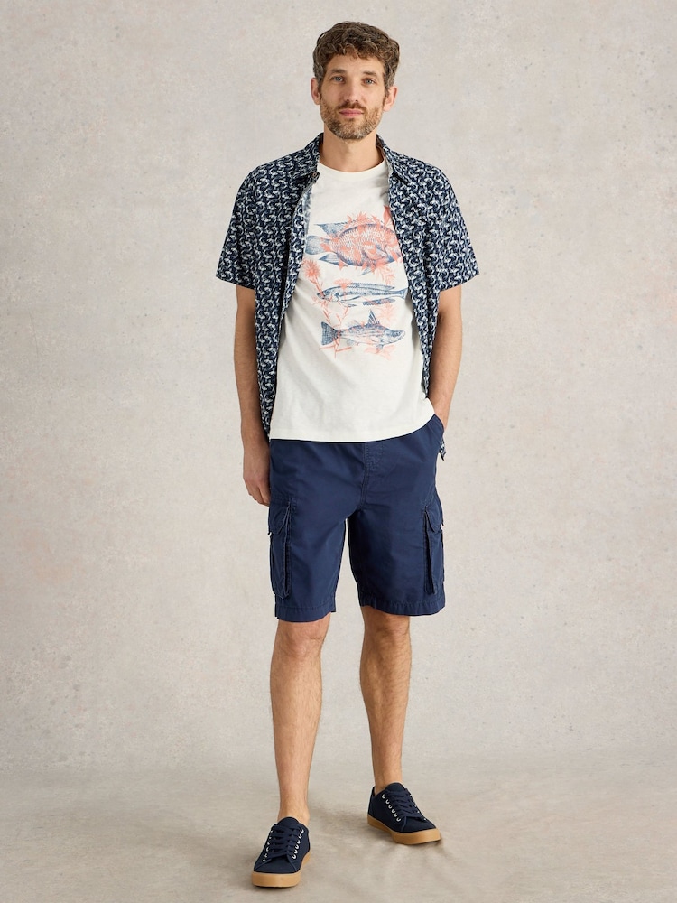 White Stuff Abersoch Fishes Graphic 100% Cotton T-Shirt - Slika 1 iz 6