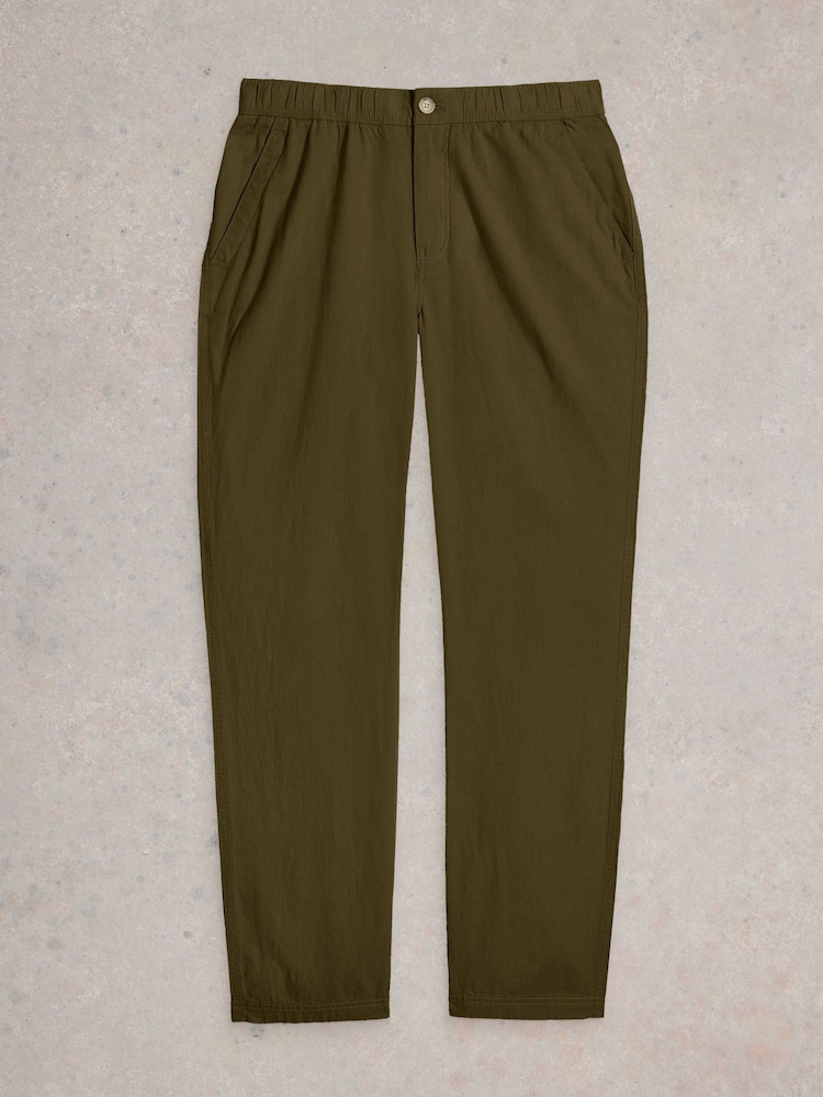 White Stuff Green Drawstring Linen Blend Trousers - Image 1 of 2