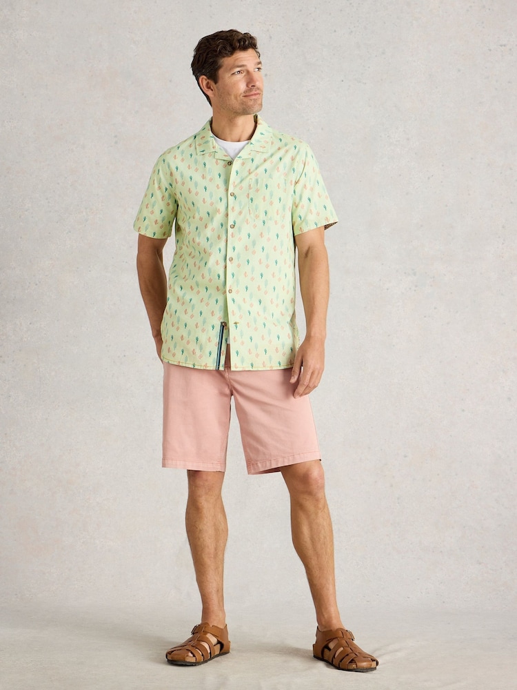 White Stuff Green Mini Cactus Printed 100% Organic Cotton Shirt - Image 1 of 6
