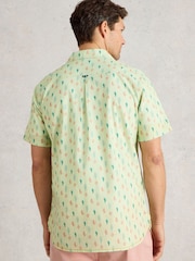 White Stuff Green Mini Cactus Printed 100% Organic Cotton Shirt - Image 2 of 6