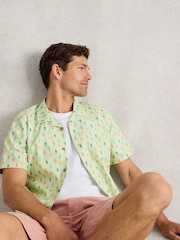 White Stuff Green Mini Cactus Printed 100% Organic Cotton Shirt - Image 3 of 6