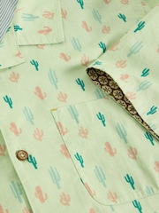 White Stuff Green Mini Cactus Printed 100% Organic Cotton Shirt - Image 6 of 6