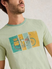 White Stuff Green Abersoch Bike Graphic 100% Cotton T-Shirt - Image 4 of 6