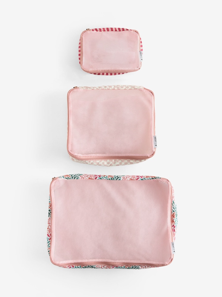 Set of 3 Pink Floral Luggage Packing Cubes - Image 4 of 4