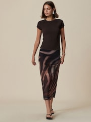 Zebra Mesh Midi Pencil Skirt - Image 1 of 4