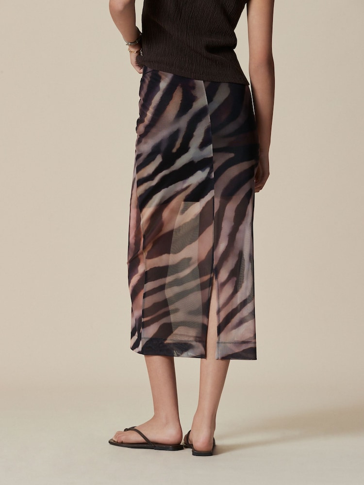 Zebra Mesh Midi Pencil Skirt - Image 2 of 4