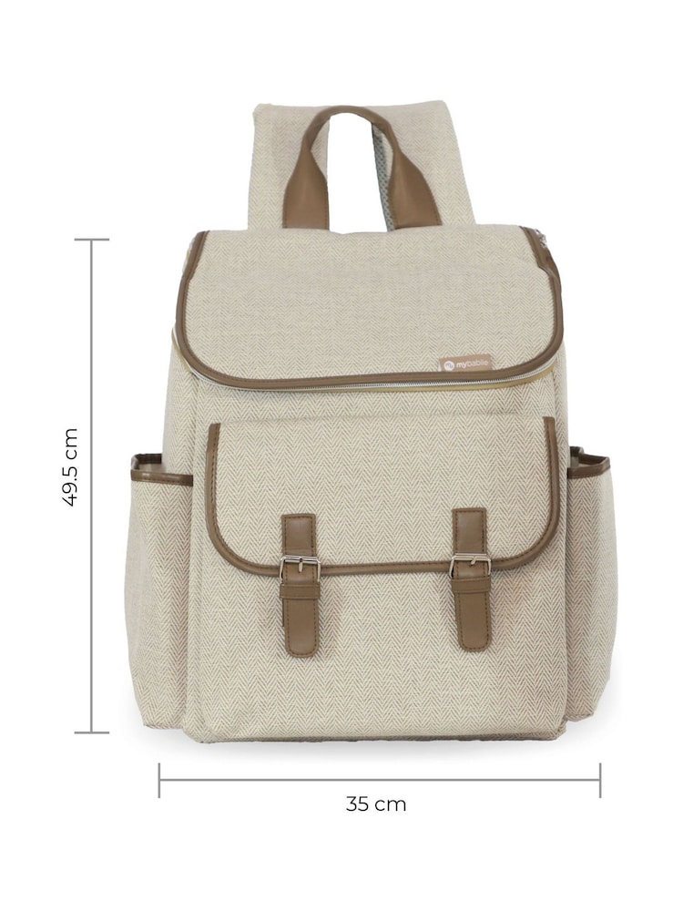 My Babiie Oatmeal Herringbone Backpack Changing Bag - Image 6 of 6
