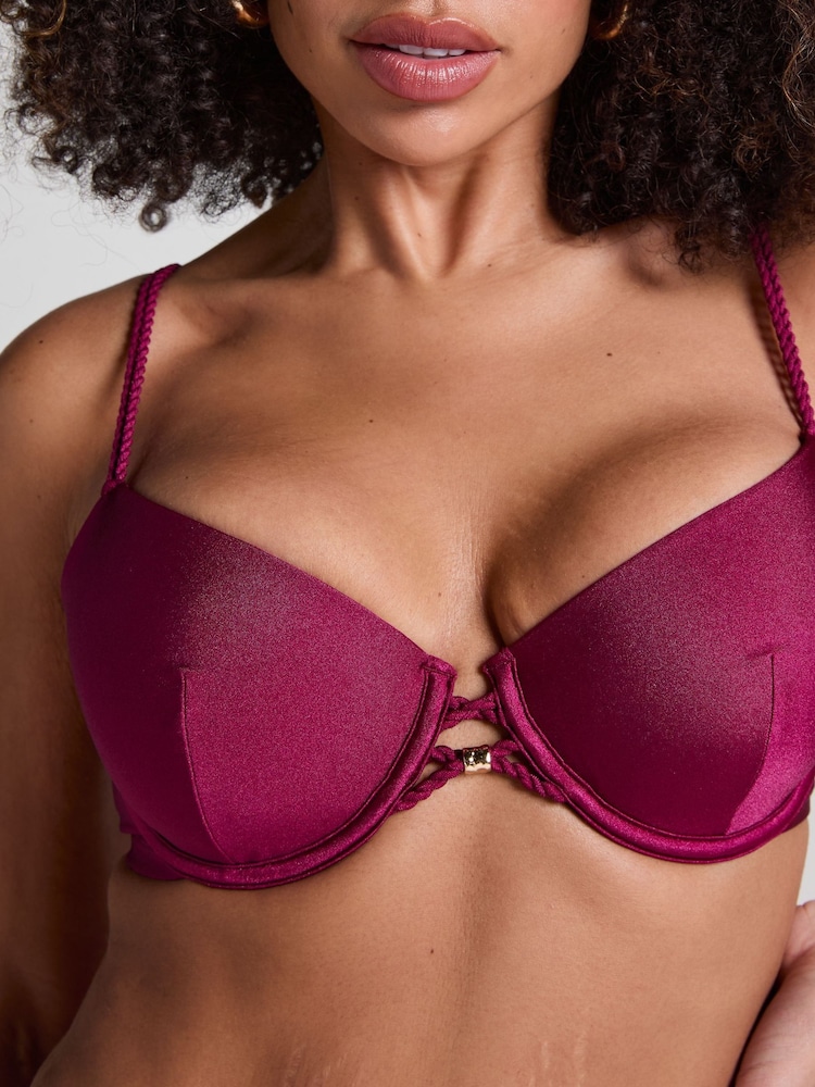 Hunkemöller Red Marrakech Padded Underwired Bikini Top - Image 2 of 5
