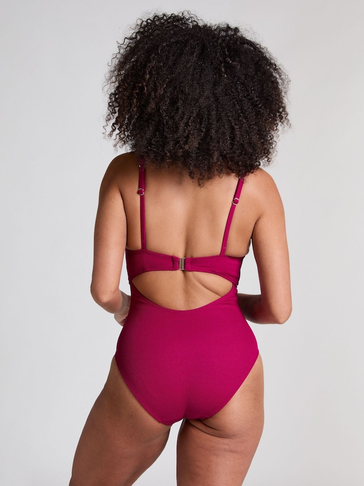 Hunkemöller Red Crinkle Ring Swimsuit - Image 2 of 5