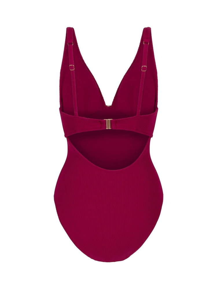 Hunkemöller Red Crinkle Ring Swimsuit - Image 5 of 5