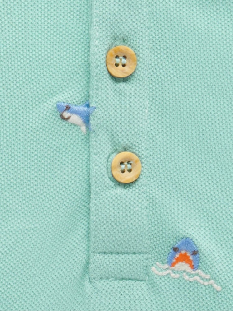 Purebaby 100% Cotton Shark Print Polo Shirt - Imagen 2 de 4