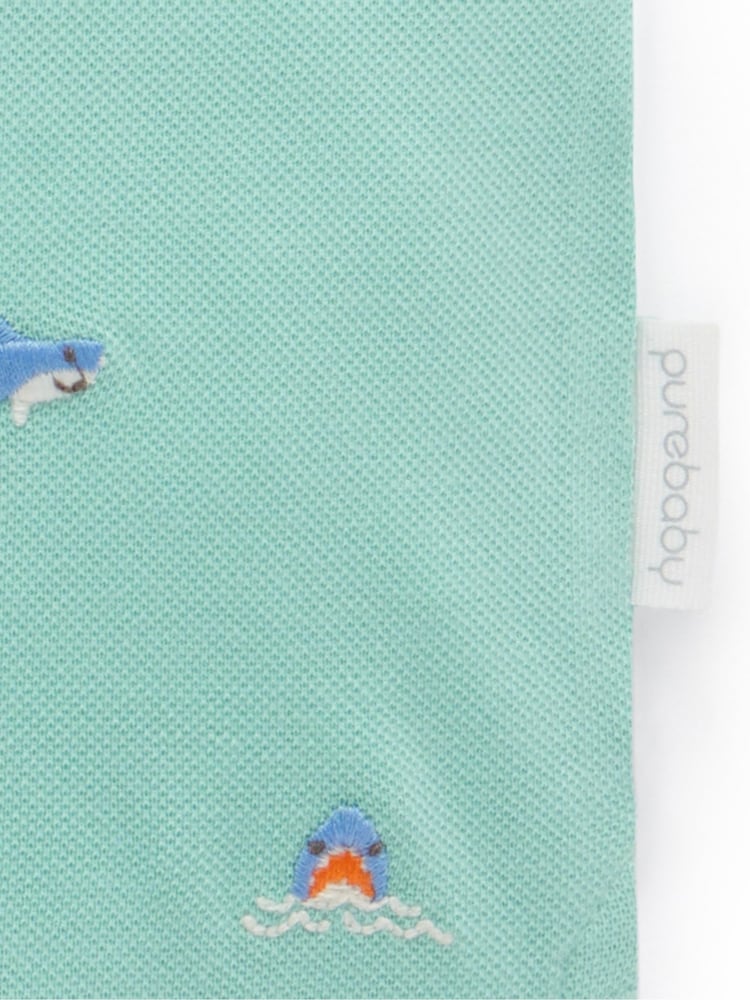 Purebaby 100% Cotton Shark Print Polo Shirt - Imagen 4 de 4