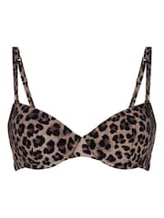 Hunkemöller Animalia Padded Underwired Brown Bikini Top - Image 3 of 4