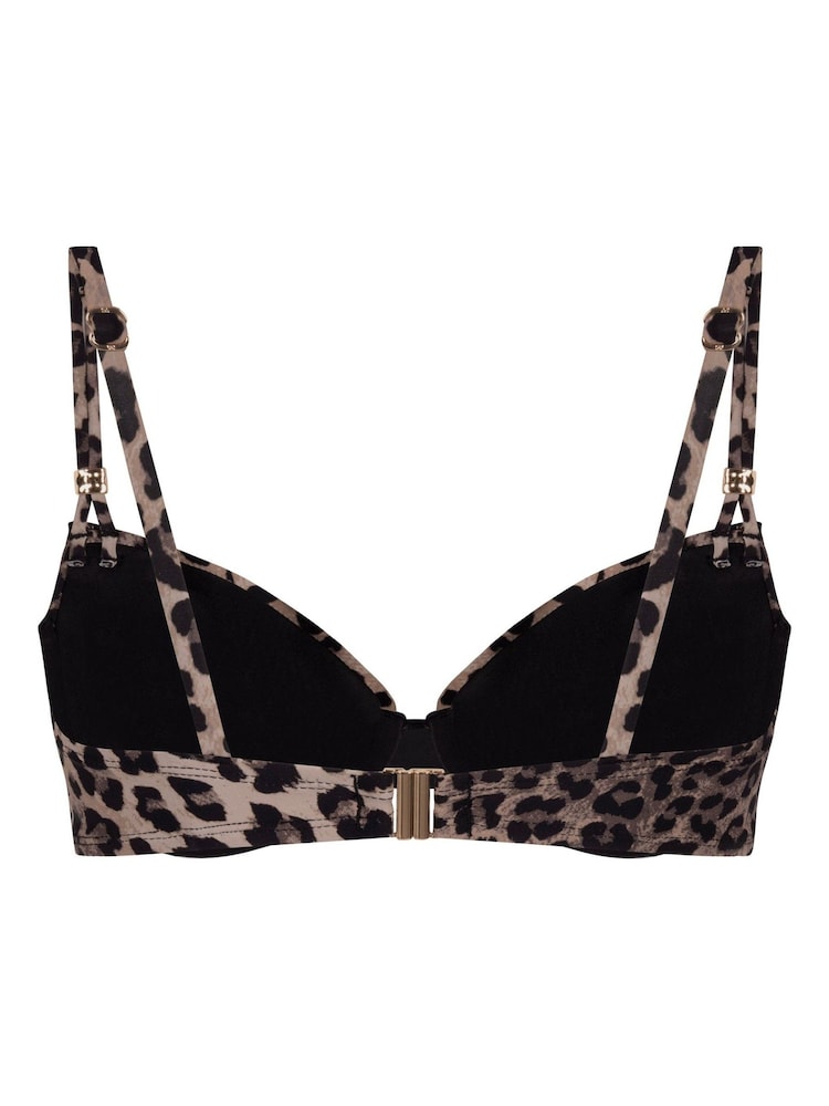 Hunkemöller Animalia Padded Underwired Brown Bikini Top - Image 4 of 4