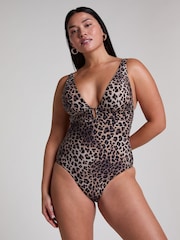 Hunkemöller Luxe Animalia Shaping Brown Bathingsuit - Image 1 of 5