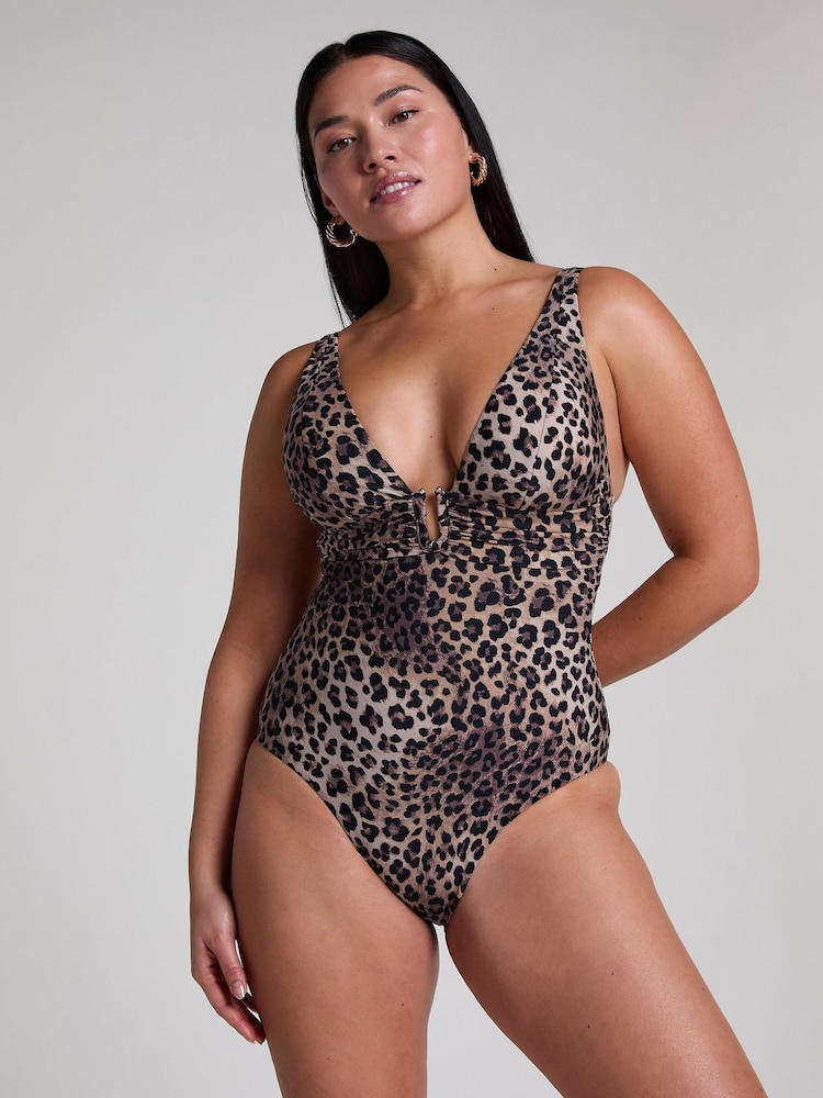 Hunkemöller Luxe Animalia Shaping Brown Bathingsuit - Image 1 of 5