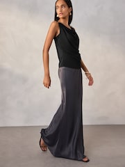 Black Sleeveless Hardware Drape Top - Image 2 of 5