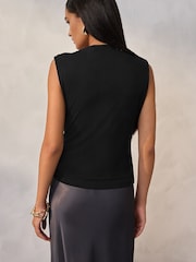 Black Sleeveless Hardware Drape Top - Image 4 of 5