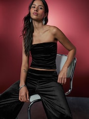 Black Velvet Bandeau Top - Image 1 of 7