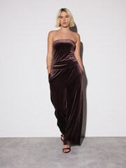 Mocha Brown Velvet Bandeau Top - Image 3 of 8