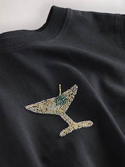 Black Martini Short Sleeve Crew Neck Embelished T-Shirt - Image 3 of 3