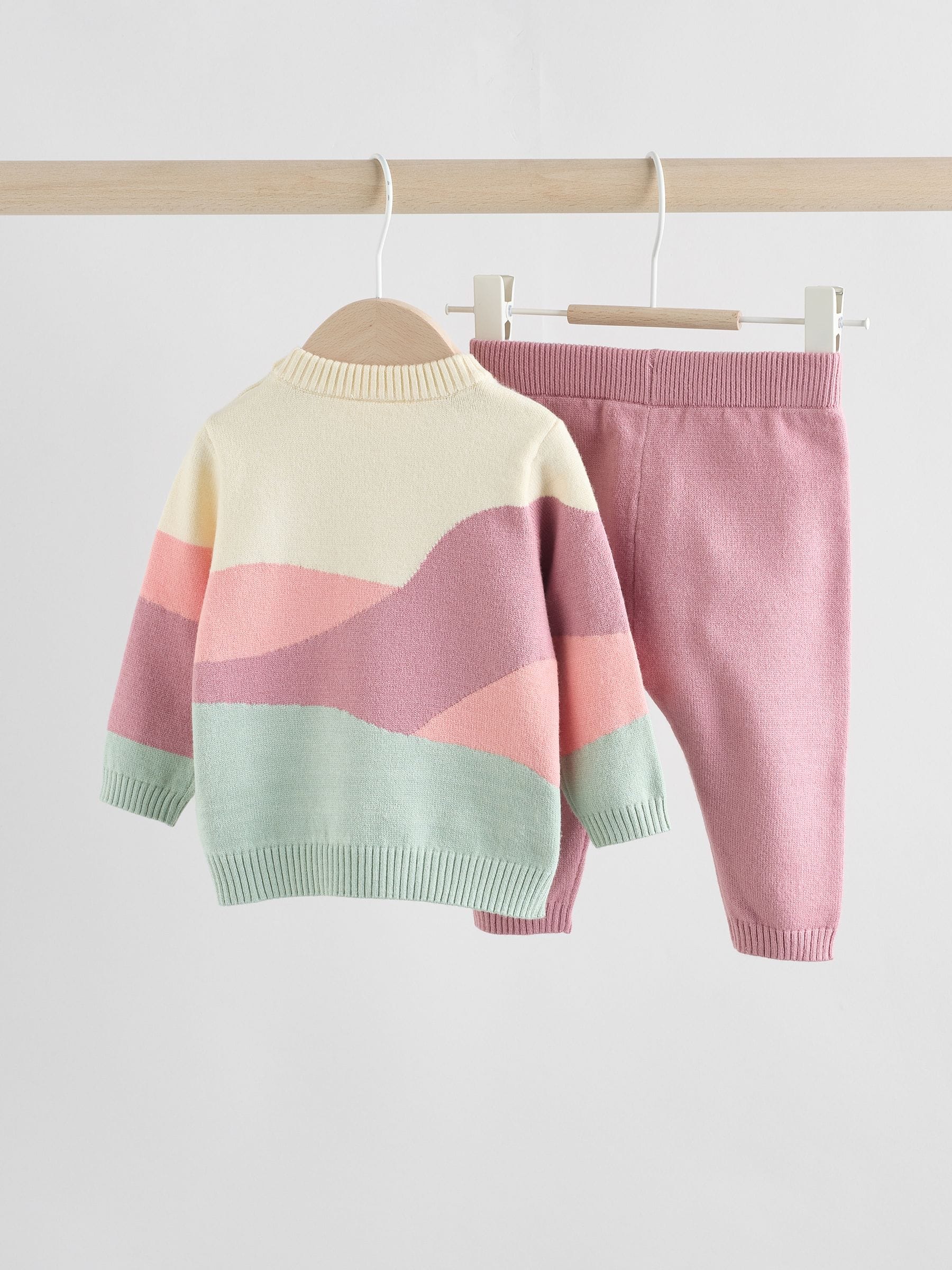 Buy Pink Sheep Scene Baby Knitted Jumper and Leggings Set 2 Piece