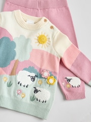 Pink Sheep Scene Baby Knitted Jumper and Leggings Set 2 Piece (0mths-2yrs) - Image 7 of 12