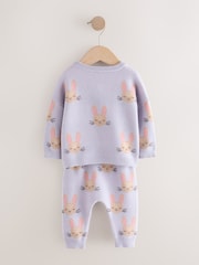 Purple Rabbit Baby Knitted Jumper and Leggings Set 2 Piece (0mths-2yrs) - Image 2 of 5
