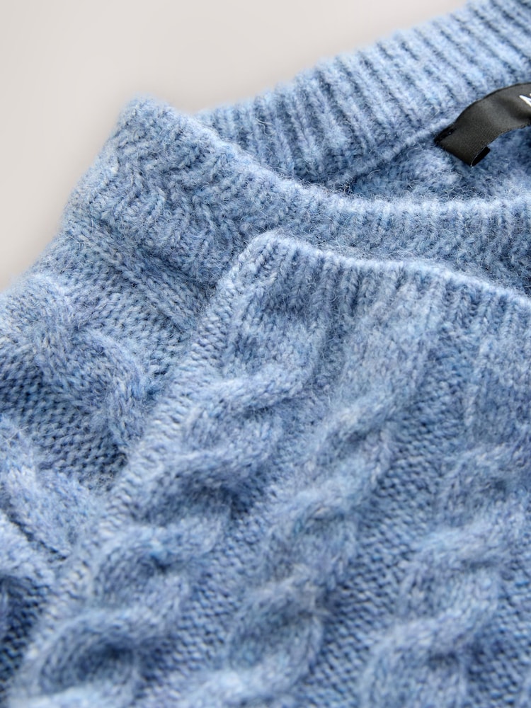 Chambray Blue Cable Knit Mini Jumper Dress - Image 2 of 8 Chambray Blue Cable Knit Mini Jumper Dress - Image 2 of 8