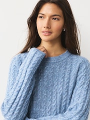 Chambray Blue Cable Knit Mini Jumper Dress - Image 6 of 8