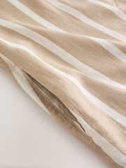 Braun/Weiß gestreift - Mini-Hemdkleid aus Leinen-Blend mit Knopfleiste am Rücken - Bild 9 von 10