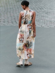 Patched Print V-Neck Shirred Body Maxi Dress - Image 3 of 7