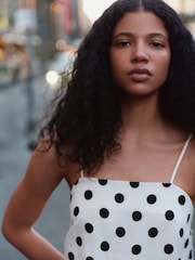 Negro/lunares blancos - Square Neck Cami Midi Dress - Imagen 3 de 5