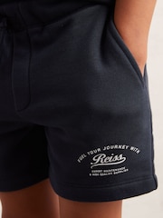 Reiss Washed Blue Moor Cotton Blend Motor Cars Sweat Shorts - Image 3 of 4