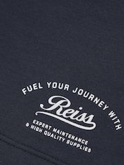 Reiss Washed Blue Moor Cotton Blend Motor Cars Sweat Shorts - Image 4 of 4