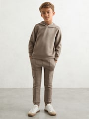 Reiss Taupe Brown Premier Interlock Drawstring Joggers - Image 1 of 4
