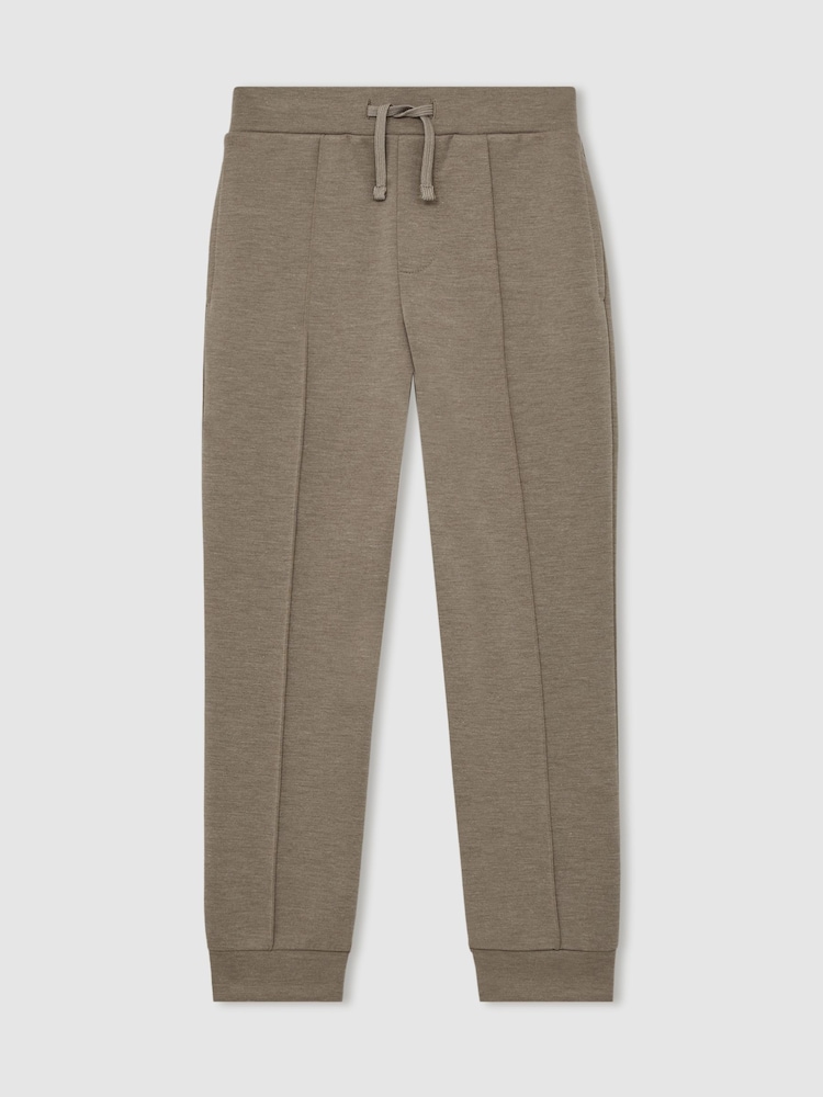 Reiss Taupe Brown Premier Interlock Drawstring Joggers - Image 2 of 4