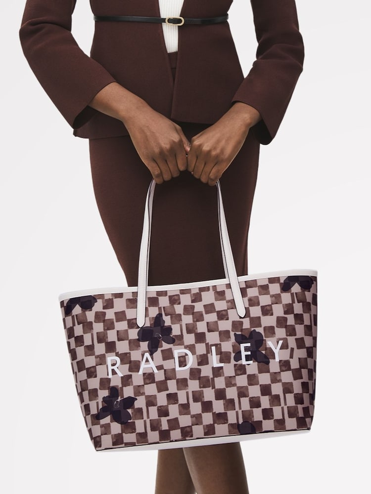 Radley Large Cream Southwell Gardens Check Open Top Tote Bag - Imagen 4 de 4