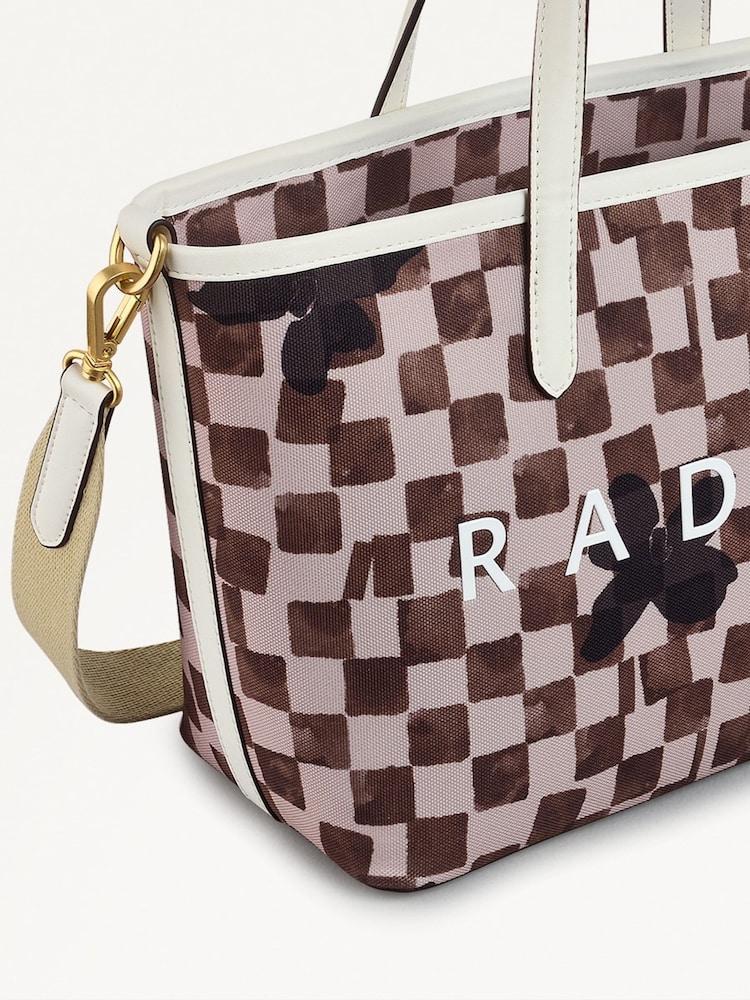 Radley Medium Cream Southwell Gardens Check Open Top Grab Bag - Image 3 of 5