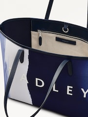 Radley Large Blue Southwell Gardens Stripe Open Top Tote Bag - Image 3 of 5