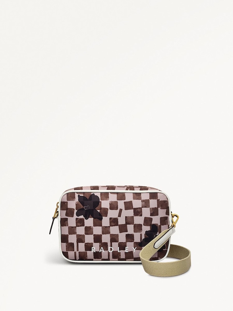 Radley Small Cream Southwell Gardens Check Zip Top Cross-Body Bag - Imagen 1 de 5