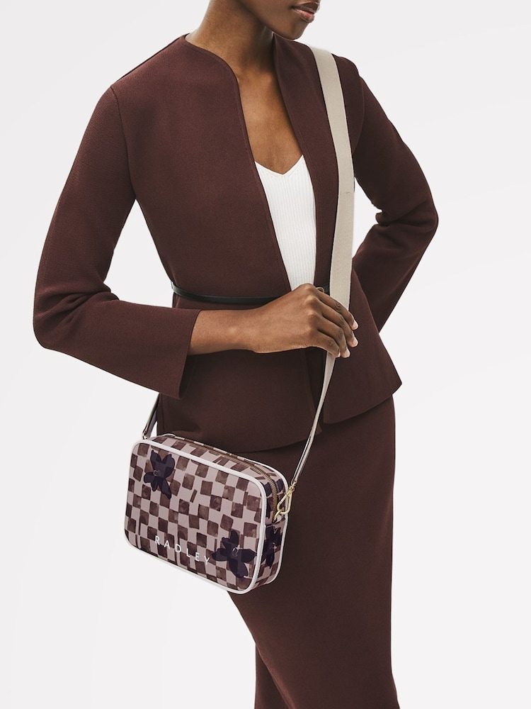 Radley Small Cream Southwell Gardens Check Zip Top Cross-Body Bag - Imagen 5 de 5