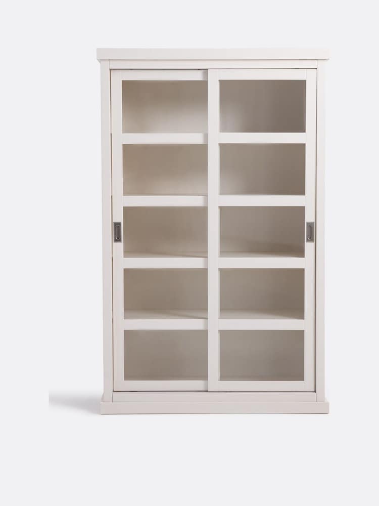 La Redoute Intérieurs Greige Lunja Bookcase with 2 Sliding Doors - Image 1 of 6