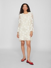 VILA Birch Long Sleeve Embroidered Dress - Image 1 of 4
