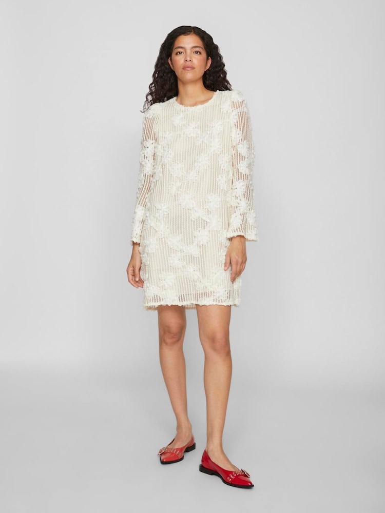 VILA Birch Long Sleeve Embroidered Dress - Image 1 of 4